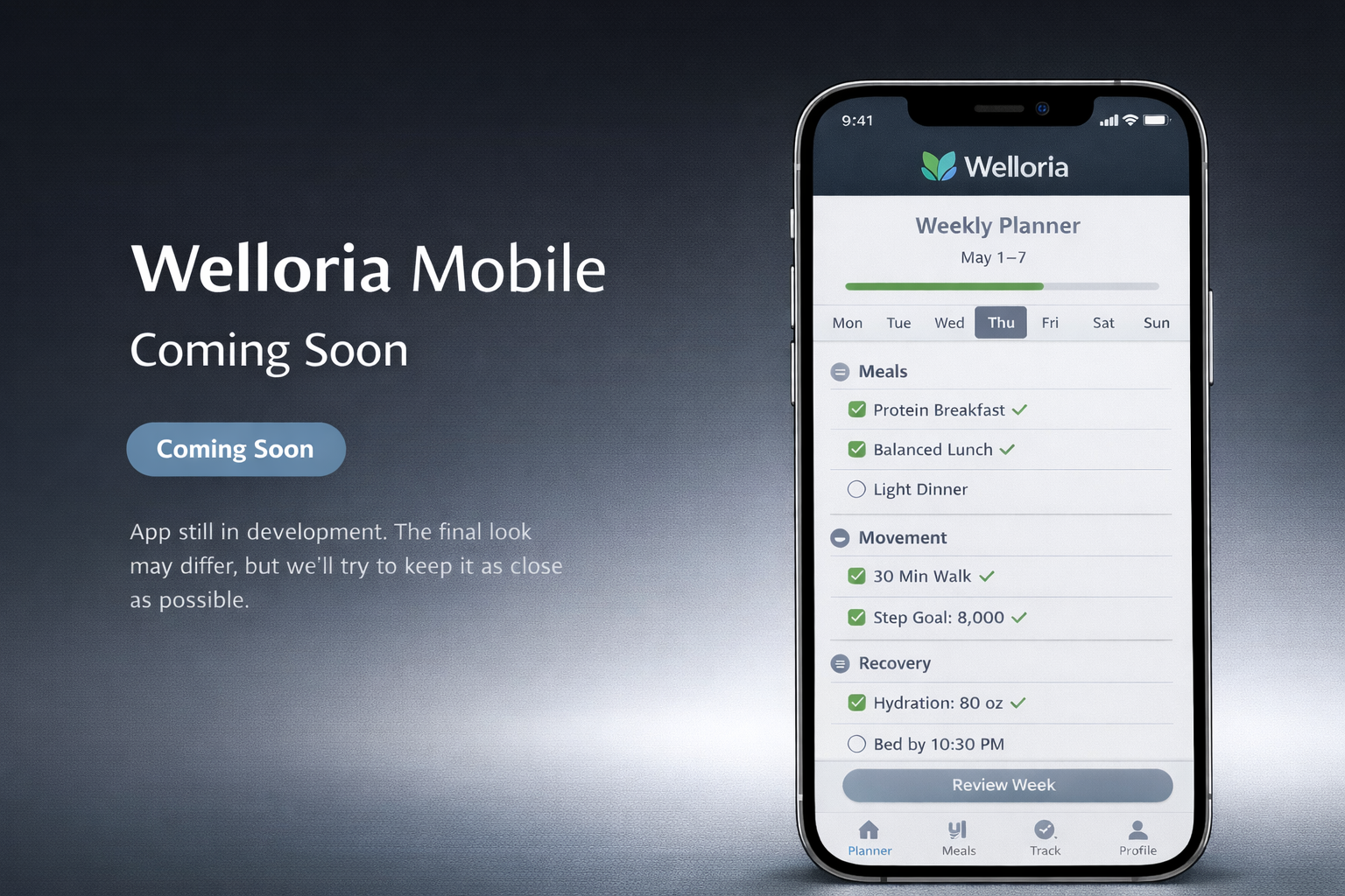 Welloria Mobile App Preview